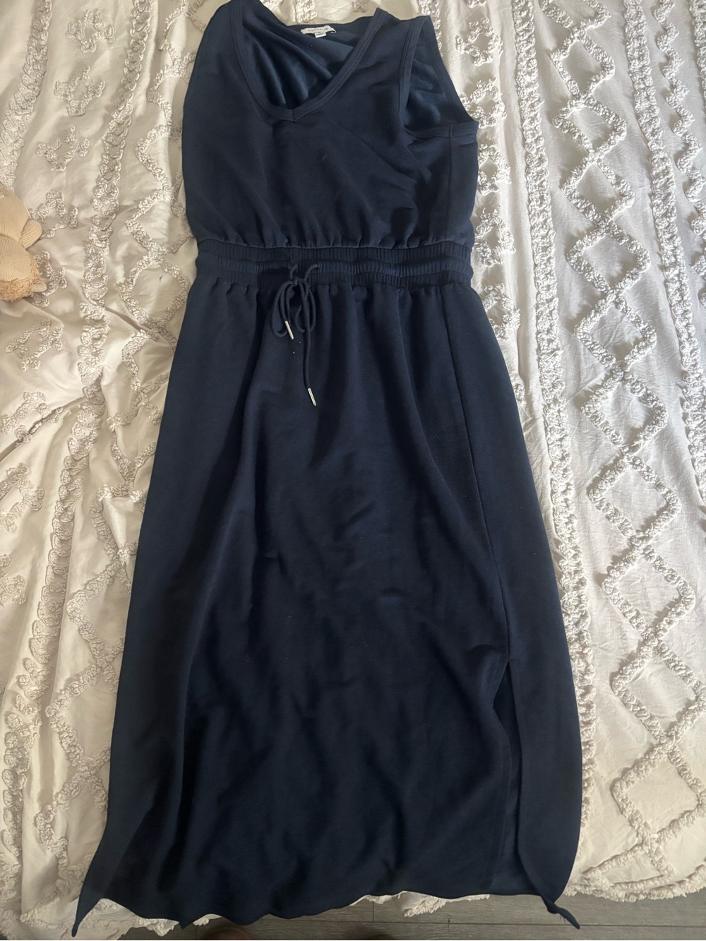 Sleeveless Navy Drawstring Waist  Dress